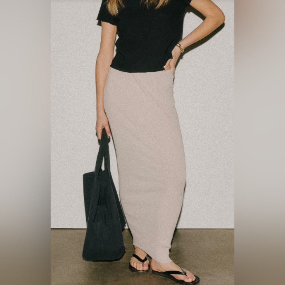 James Perse Cream Ribbed Skirt